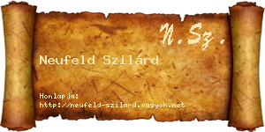 Neufeld Szilárd névjegykártya